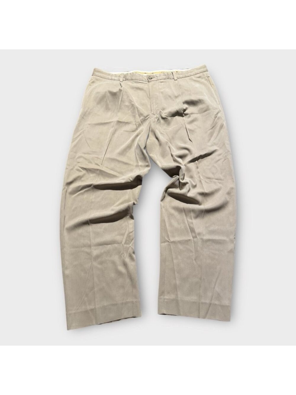 TOMMY BAHAMA Pants Men's 40x30 Bamboo Silk Beige Tan Pleated Chino Relaxed Fit